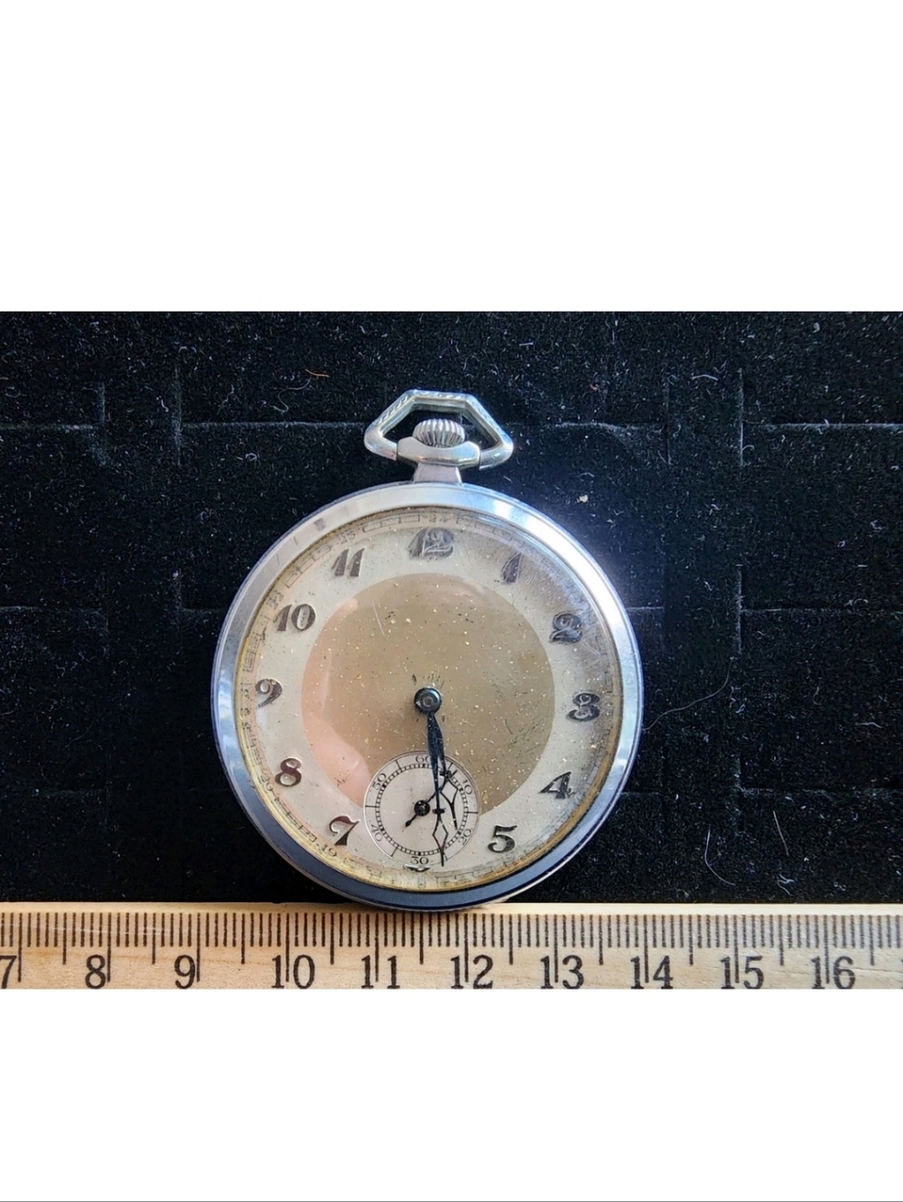 Antique Pocket Watch Engraved Case Winds Runs Stops